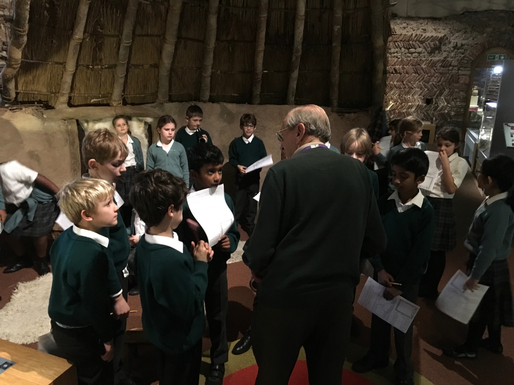 Year 4 listen to their guide at Colchester Castle