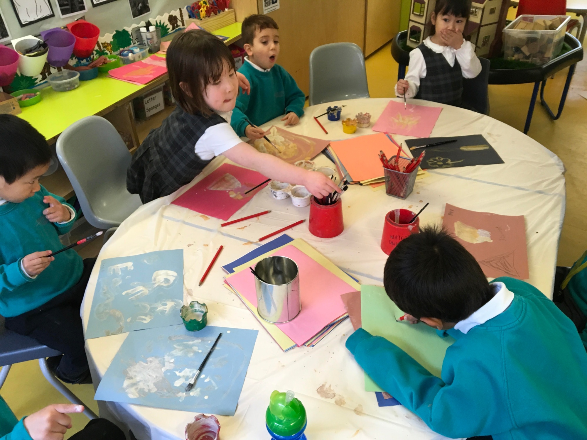 Pre-Prep pupils do some painting